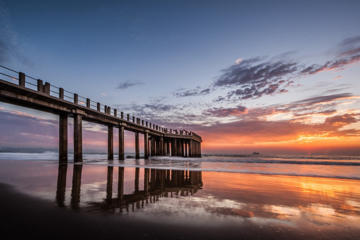 Durban beach pier at sunrise, KZN